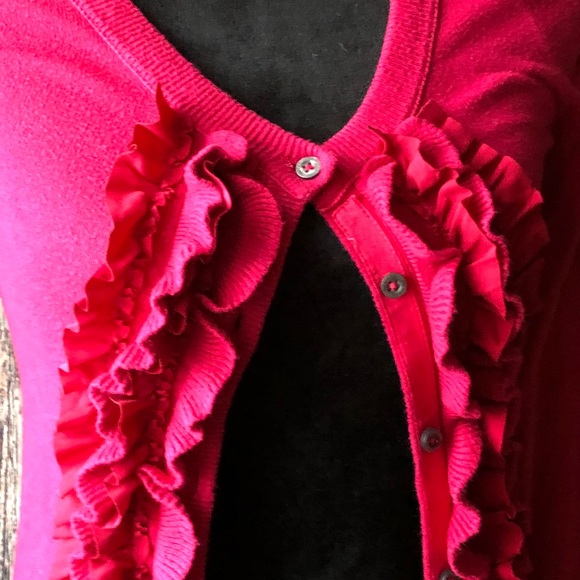*SOLD!* (Hollister) Pink Ruffled Cardigan - Picture 3 of 3